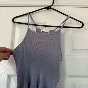 ROMWE Bluish Gray Ribbed Tank Top Camisole